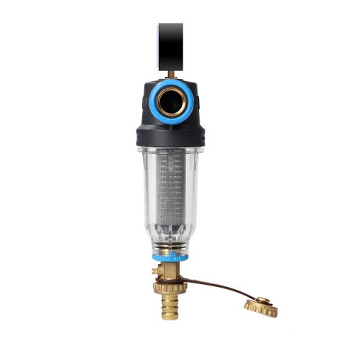 Самопромывающийся фильтр Ecosoft 2P SAN 1/2''-3/4'' 45°C 8bar с картриджем 250мкр из нержавеющей стали FFNS2P1522 - фото