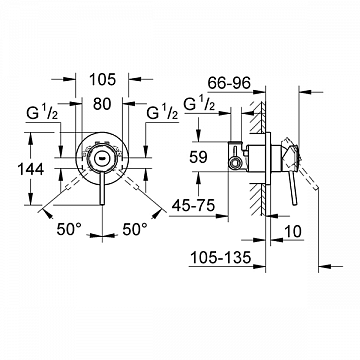 Змішувач для душу (прихований) GROHE BauClassic 29048000 - фото