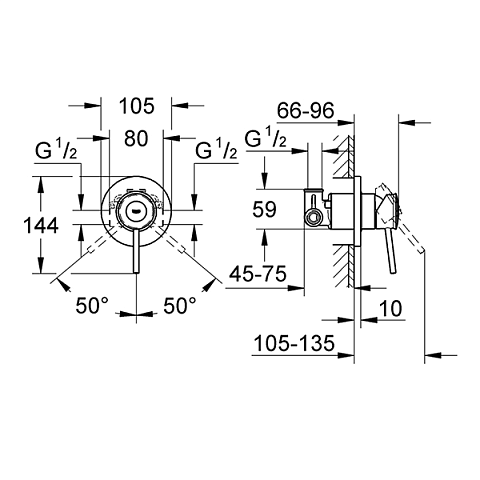 Змішувач для душу (прихований) GROHE BauClassic 29048000 - фото