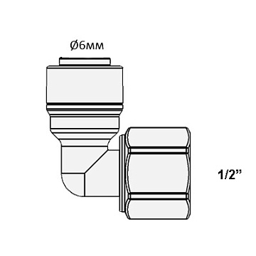Фитинг угловой 4ME7 (трубка Ø6мм - резьба 1/2'') - фото