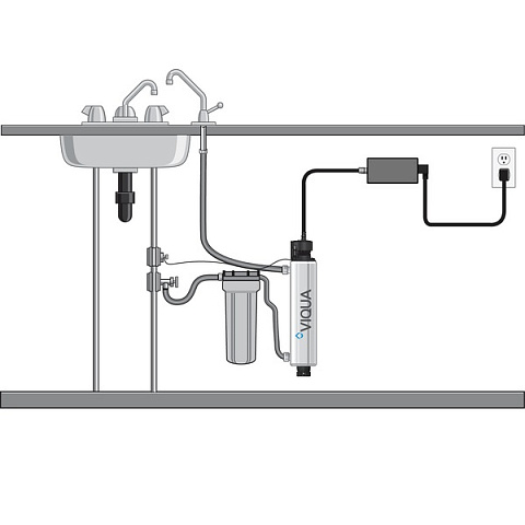 УФ установка для обеззараживания воды VIQUA TAP VT1/2 13Вт G1/2'' 0.2-0.4 м3/час 40°C 8bar (ультрафиолетовая лампа) - фото