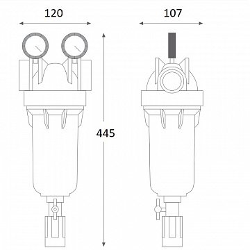 Фильтр самопромывной ATLAS FILTRI HYDRA M Ø1/2'' (латунь) c манометрами + картридж RSH 50mcr KIT RA6000120 - фото