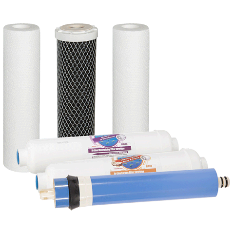 Набор картриджей Aquafilter RO6 (1-2-3-4-5-6) для обратного осмоса с минерализатором - фото