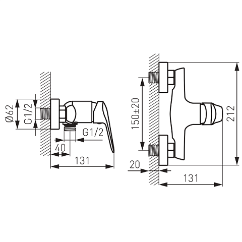 Змішувач для душу (настінний) FERRO DIJON BDJ7 - фото